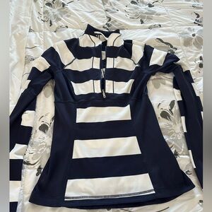 Navy and white stripe Lululemon long sleeve running shirt - size 6